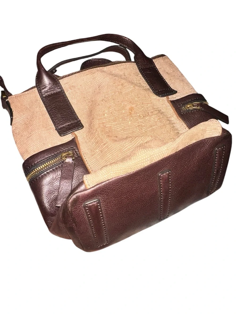 FOSSIL Emerson Satchel Golden Suede Leather Sept. 2015